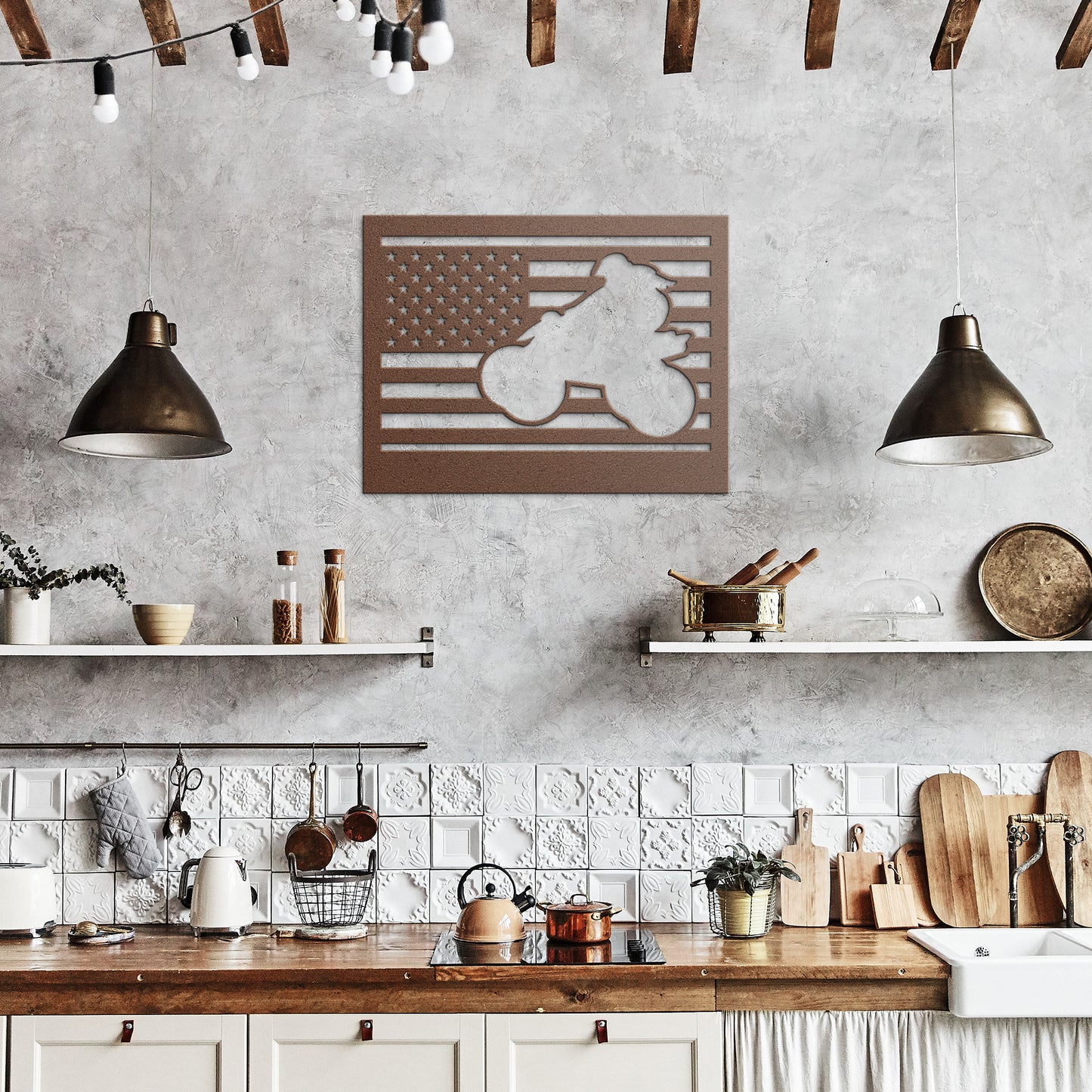 Hypnotic Metal Wall Art "Leader Flag Girl"