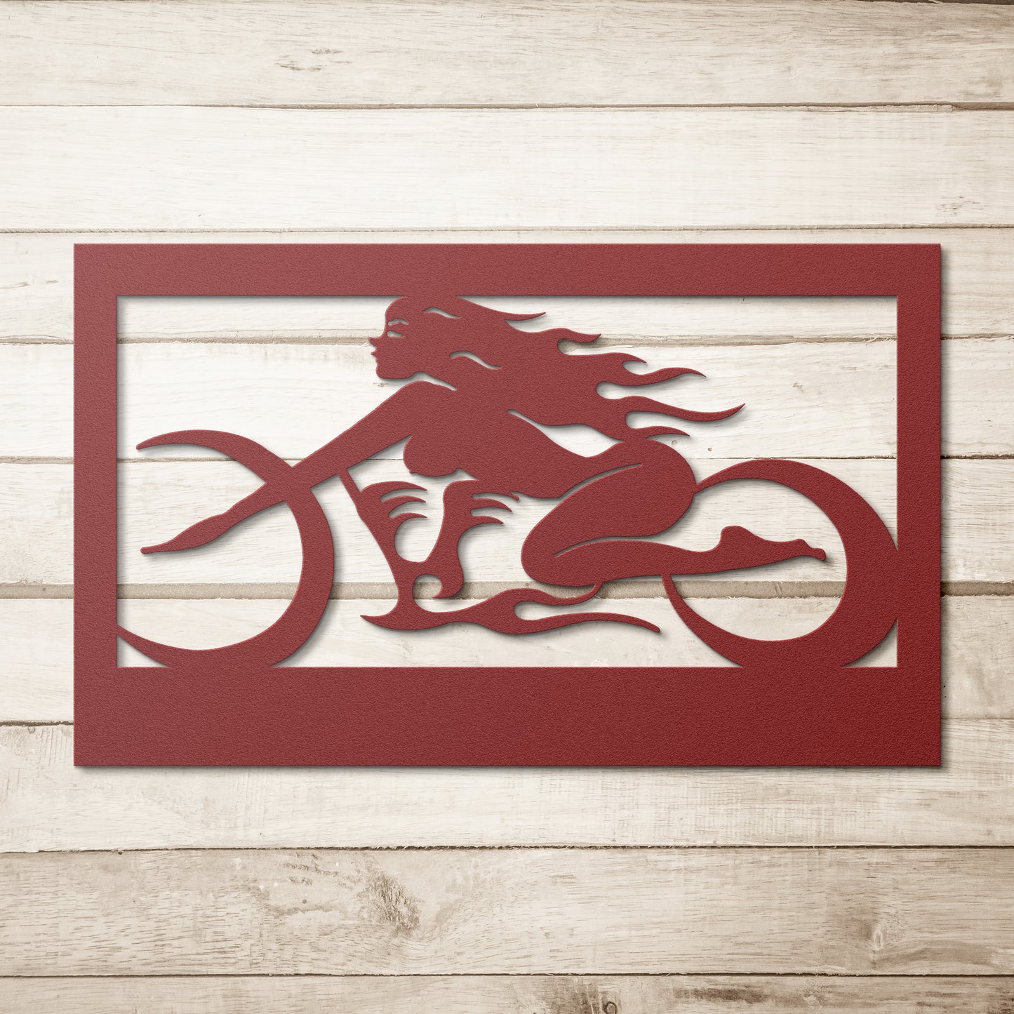 Hypnotic Metal Wall Art "Biker Girl" [Add Your Name]