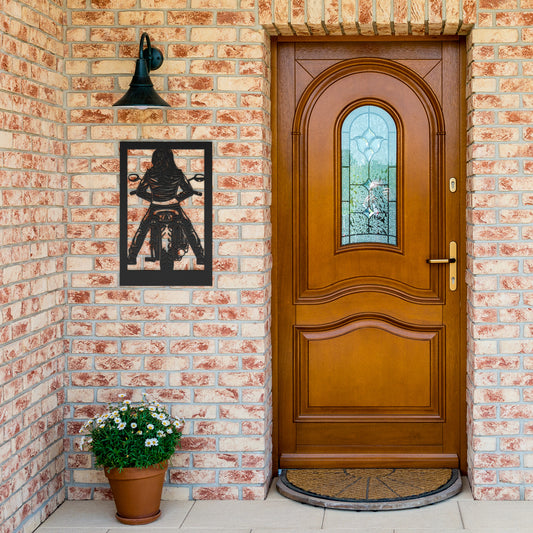 Hypnotic Metal Wall Art "Leather Biker Girl"