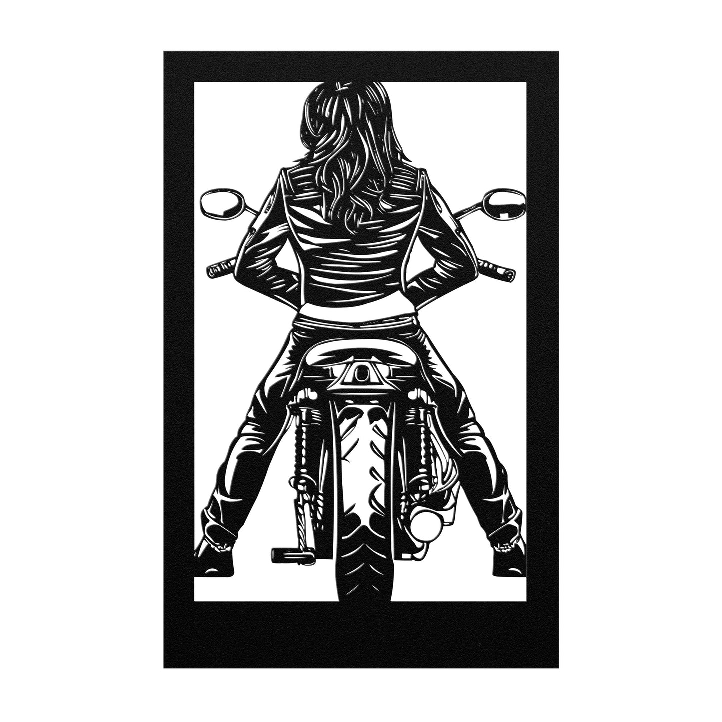 Hypnotic Metal Wall Art "Leather Biker Girl"