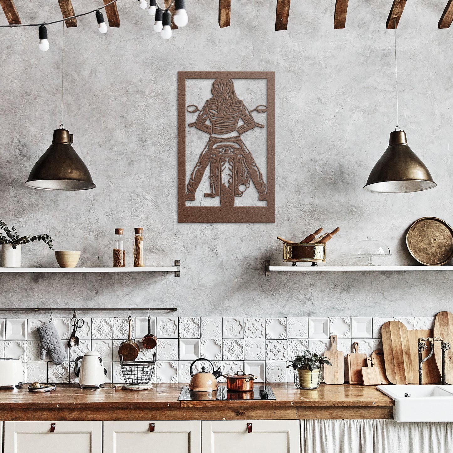 Hypnotic Metal Wall Art "Leather Biker Girl"