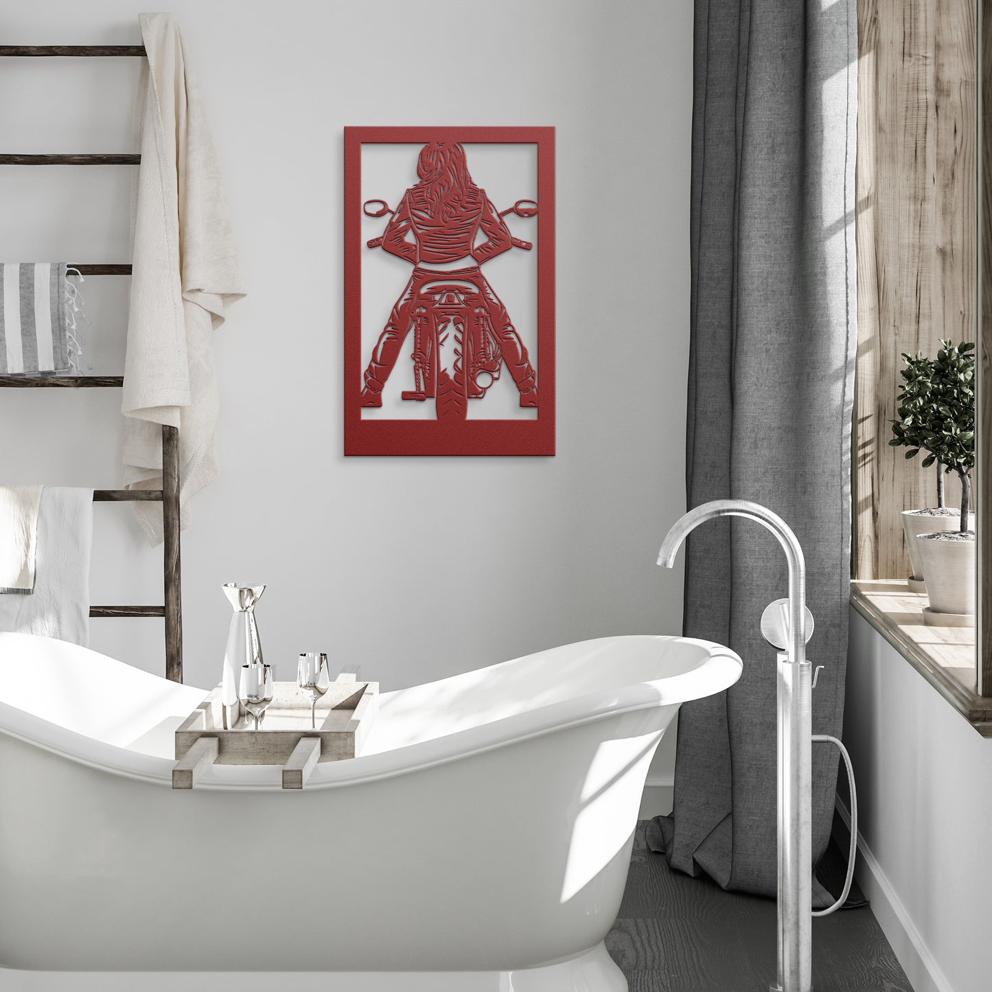 Hypnotic Metal Wall Art "Leather Biker Girl"