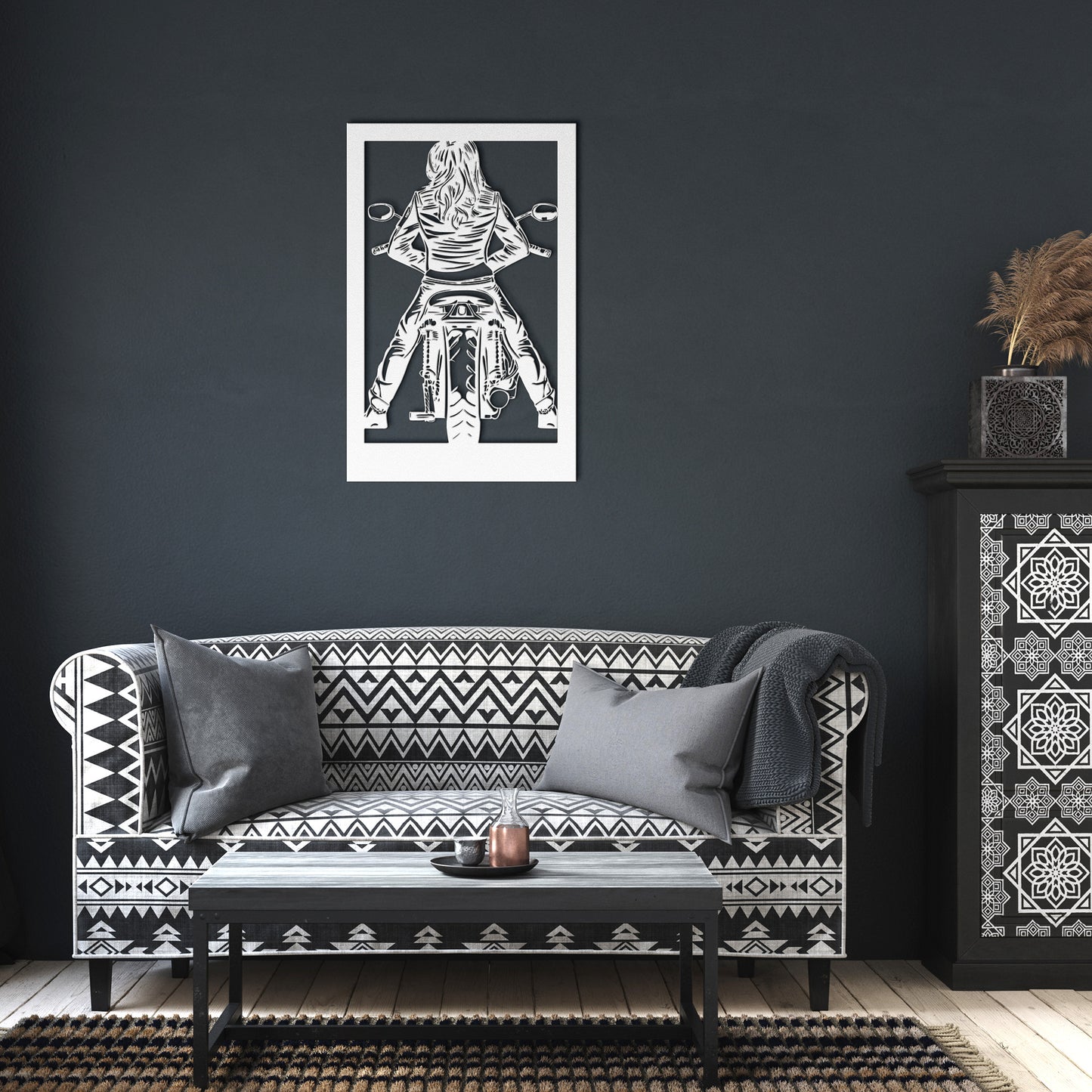 Hypnotic Metal Wall Art "Leather Biker Girl"