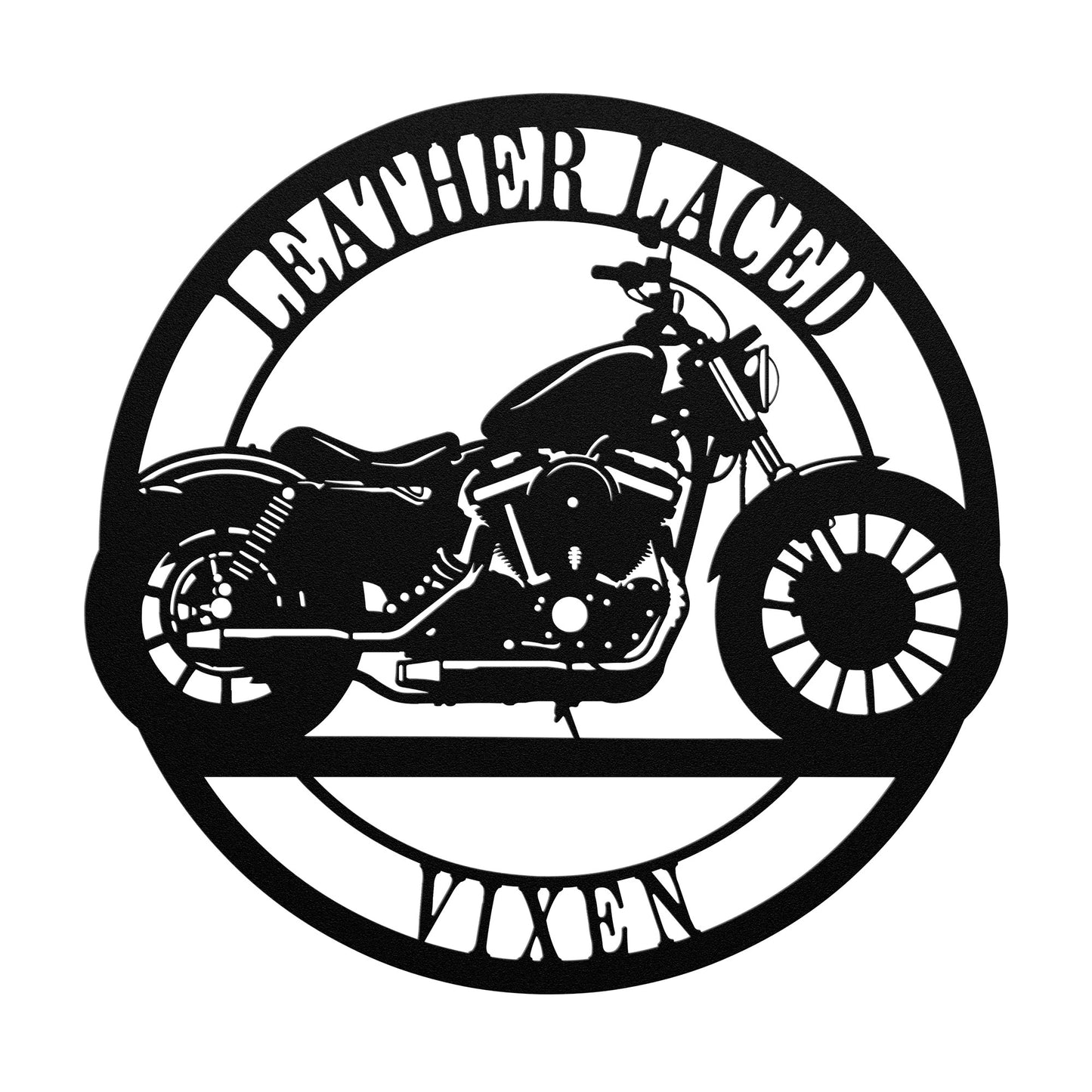 Hypnotic Metal Wall Art "Leather Laced Vixen" [Add Your Name]