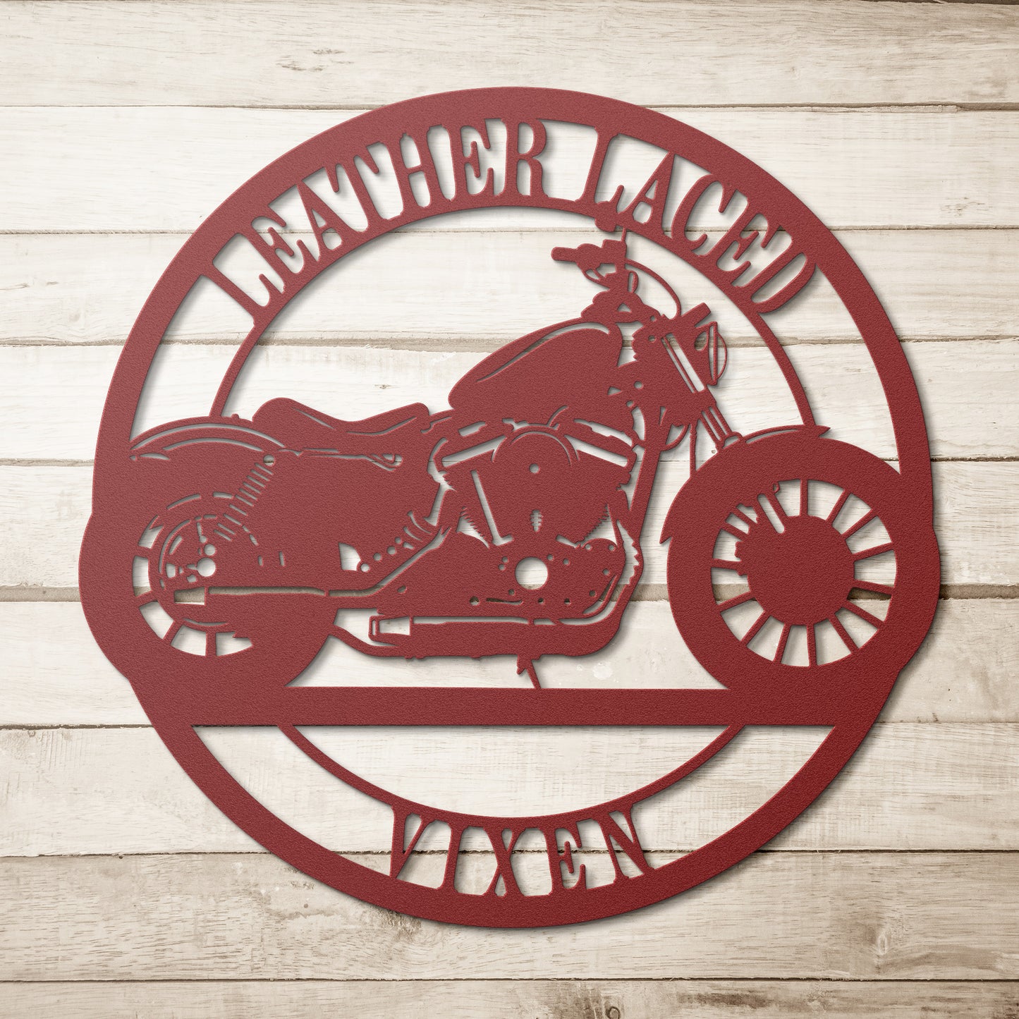 Hypnotic Metal Wall Art "Leather Laced Vixen" [Add Your Name]