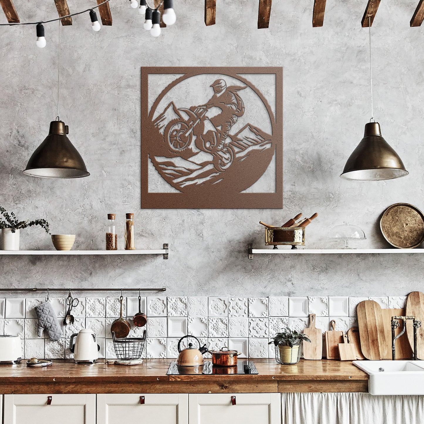 Hypnotic Metal Wall Art "Dirt Bike Mountain Riding" [Add Your Name]