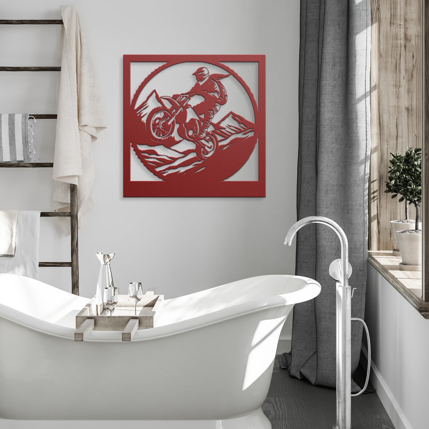 Hypnotic Metal Wall Art "Dirt Bike Mountain Riding" [Add Your Name]