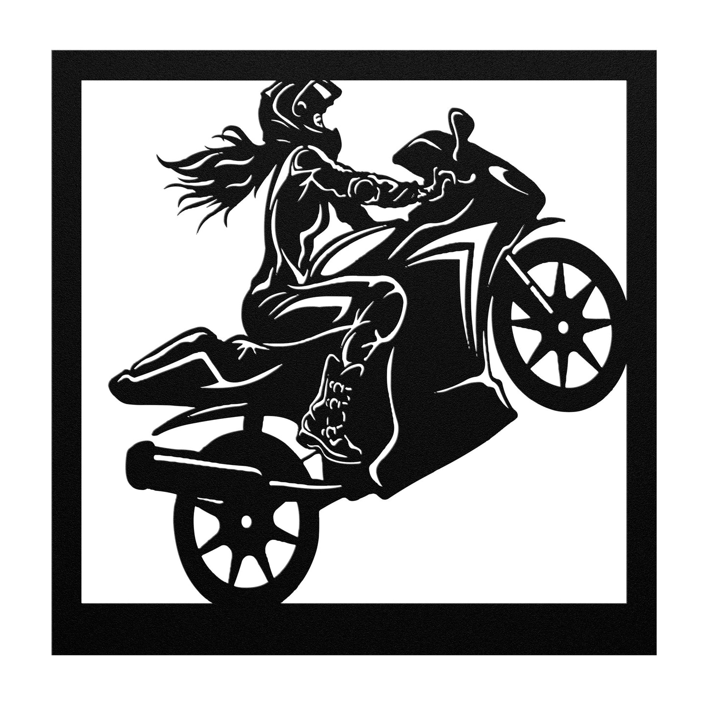 Hypnotic Metal Wall Art "Biker Girl 2" [Add Your Name]