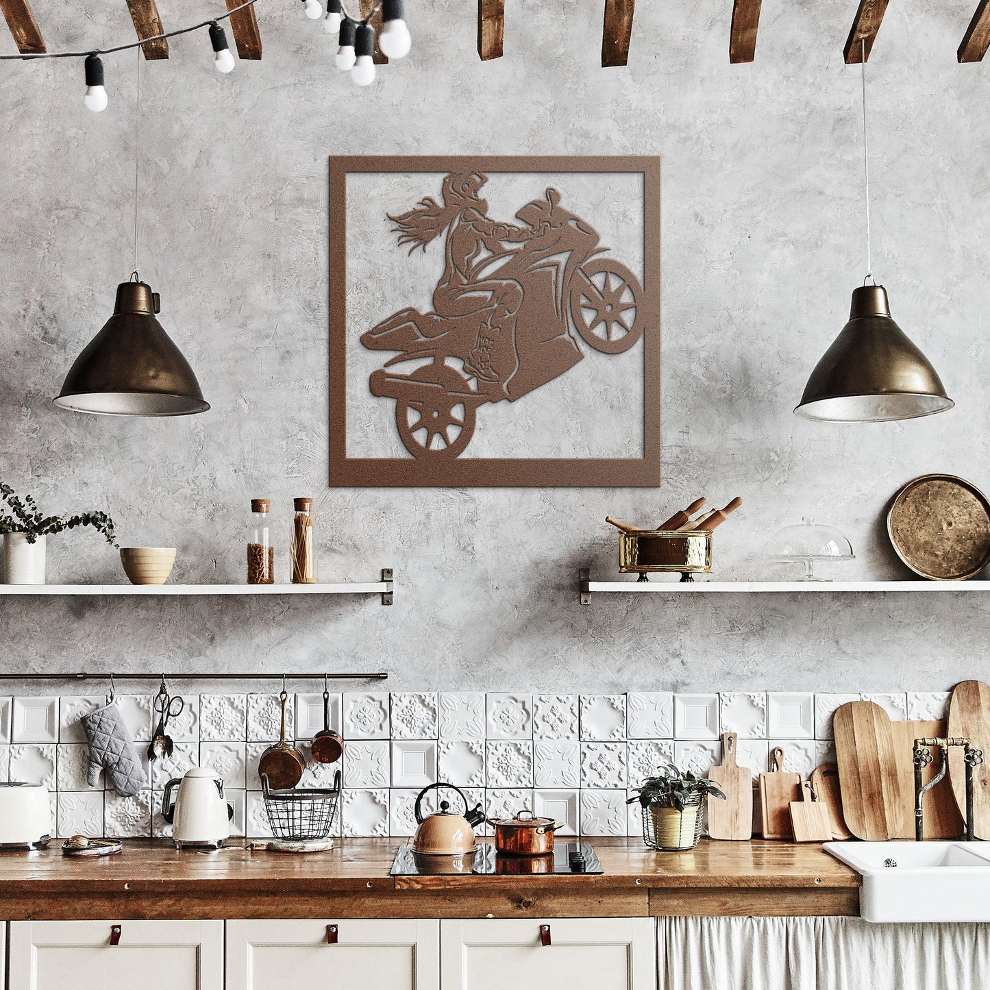 Hypnotic Metal Wall Art "Biker Girl 2" [Add Your Name]