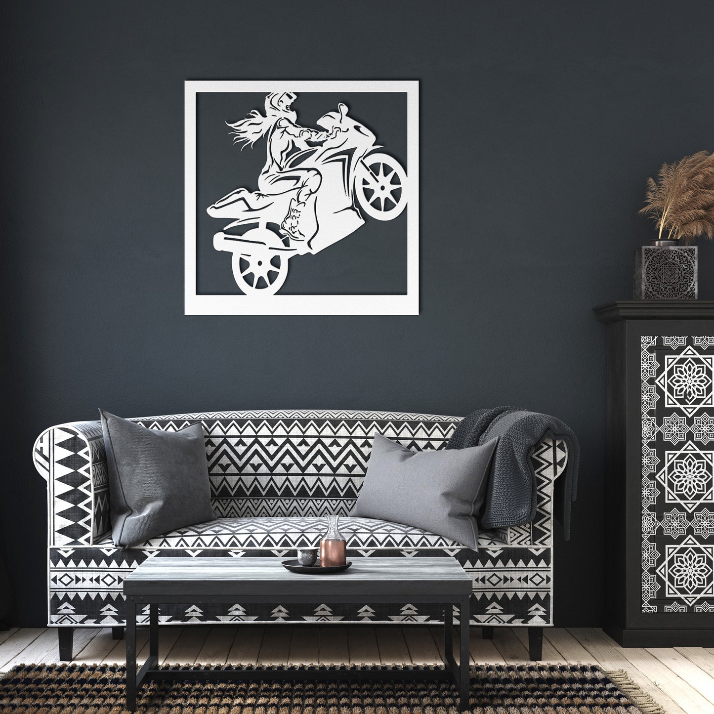 Hypnotic Metal Wall Art "Biker Girl 2" [Add Your Name]